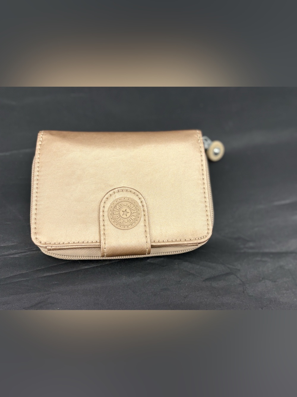 Kipling Shimmer Compact Wallet in Champagne Gold